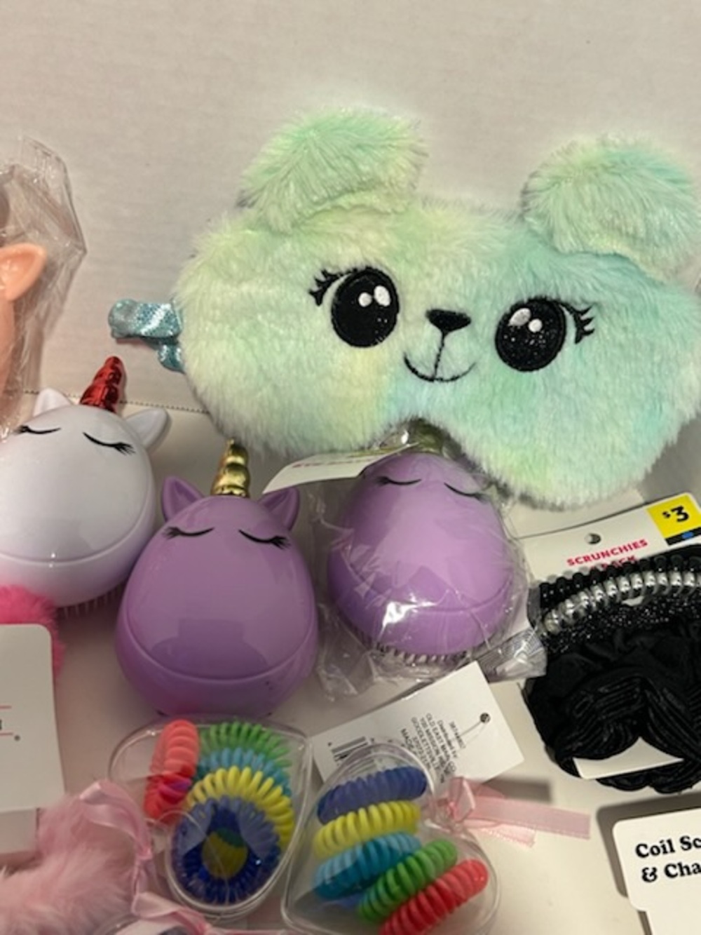 Kids plush head band hair ties plush eye mask accessories lot - Picture 6 of 9